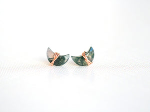 Moonbeam Studs - Moss Agate
