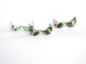 Moonbeam Studs - Moss Agate