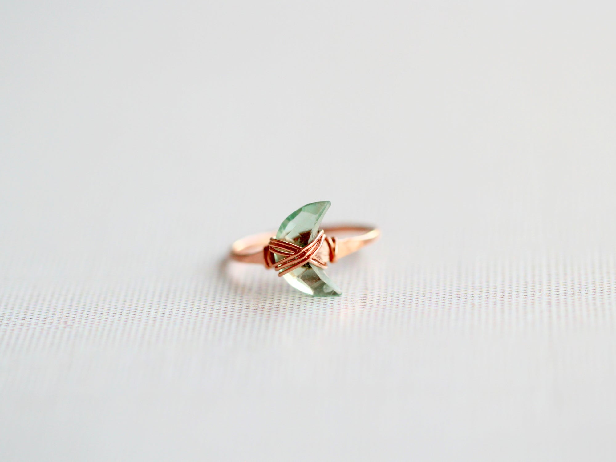 Moonbeam Ring - Green Fluorite