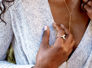 Moonbeam Ring - Rose Quartz