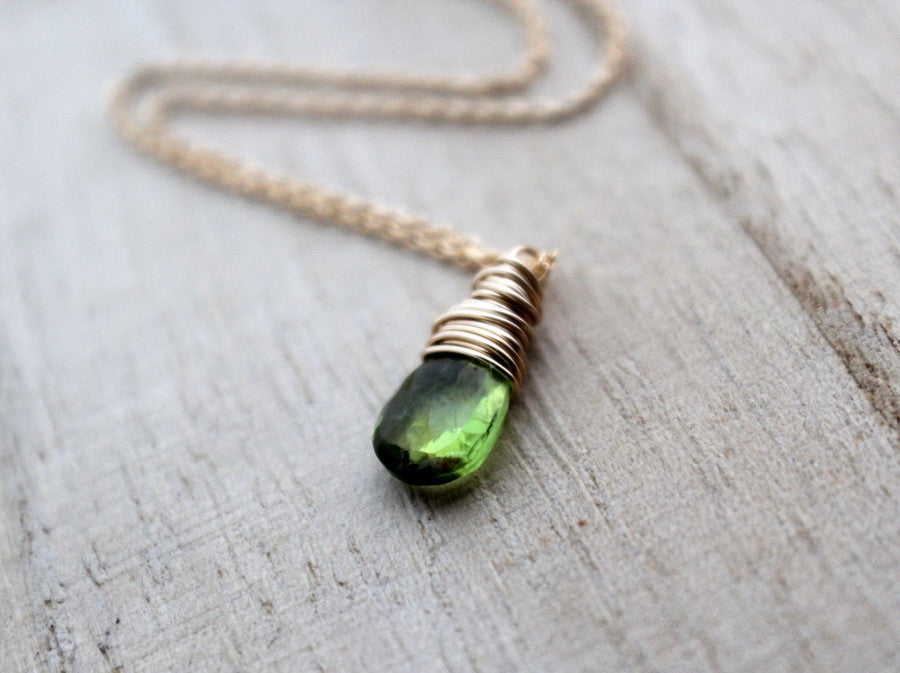 Peridot Necklace In 14K Gold Filled