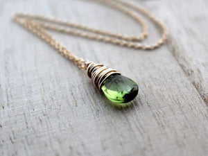 Peridot Necklace In 14K Gold Filled