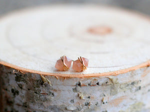 Pike Studs - Peach Moonstone