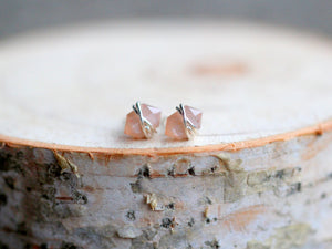 Pike Studs - Peach Moonstone