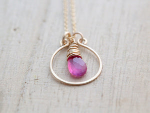 Sapphire Halo Necklace