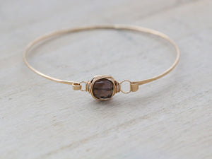 Smoky Quartz  Bezel Wrapped Bangle