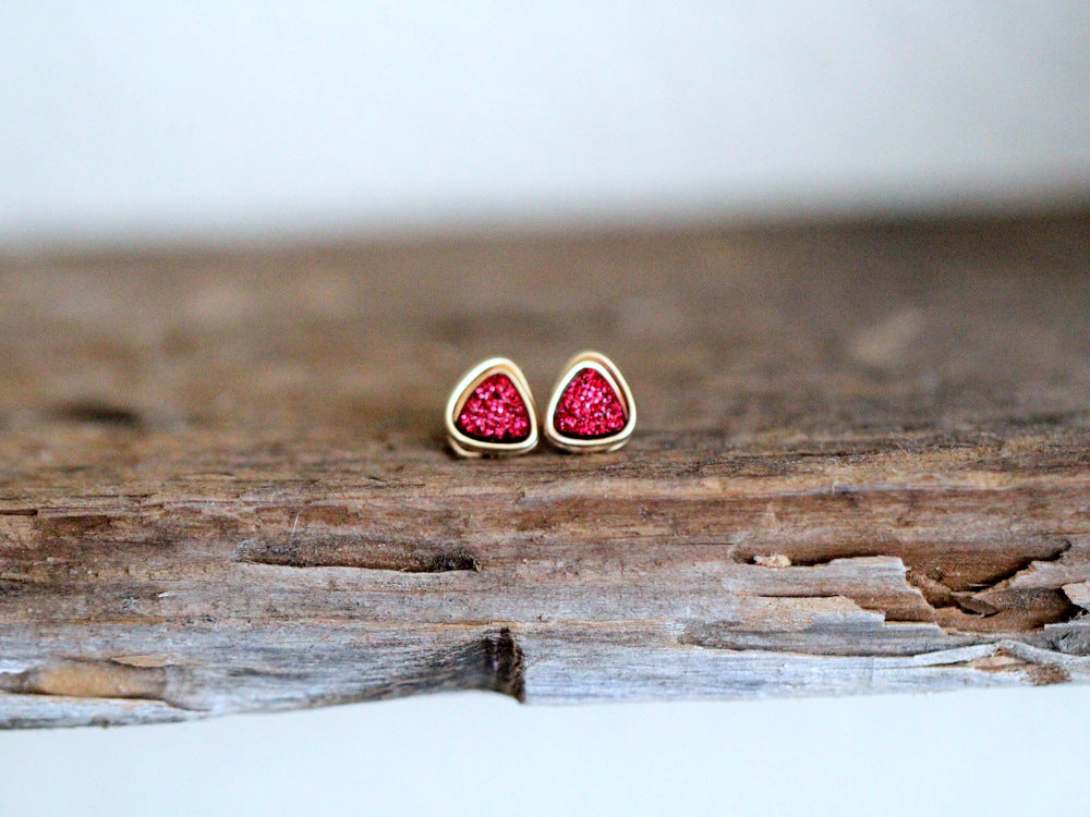 Triangle Druzy Studs - Tamale