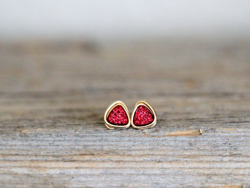 Triangle Druzy Studs - Tamale