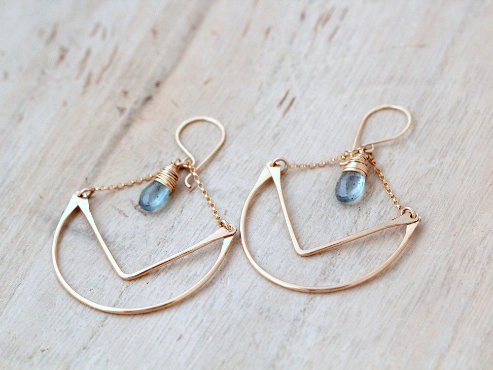 Tulip Hoops - Moss Aquamarine