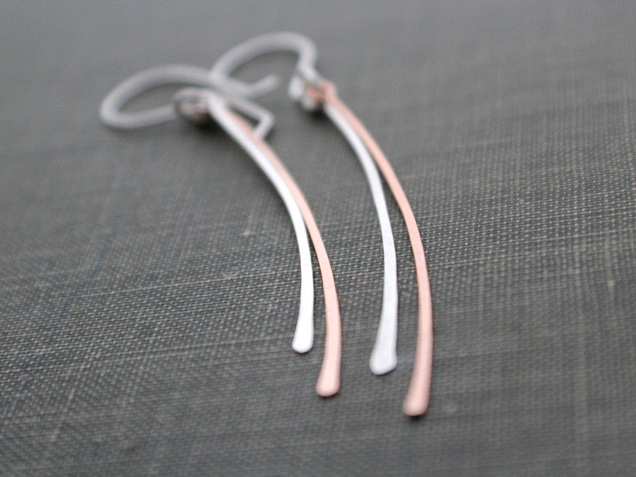 Mixed Metal Stick Earrings