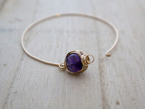 Amethyst Bezel Wrapped Bracelet