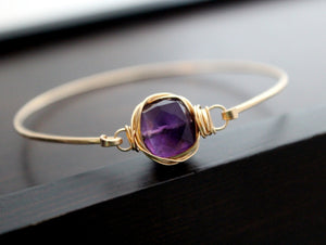 Amethyst Bezel Wrapped Bracelet