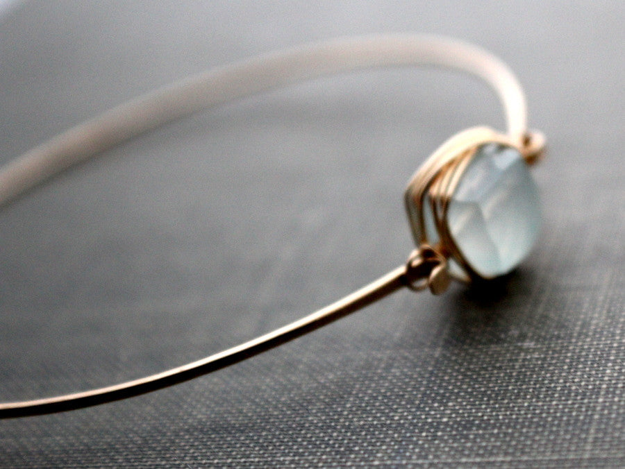 Aquamarine Bezel Wrapped Bangle