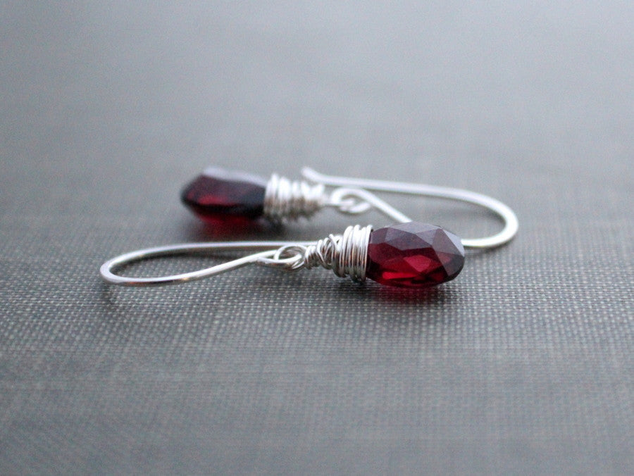 Garnet Silver Drops