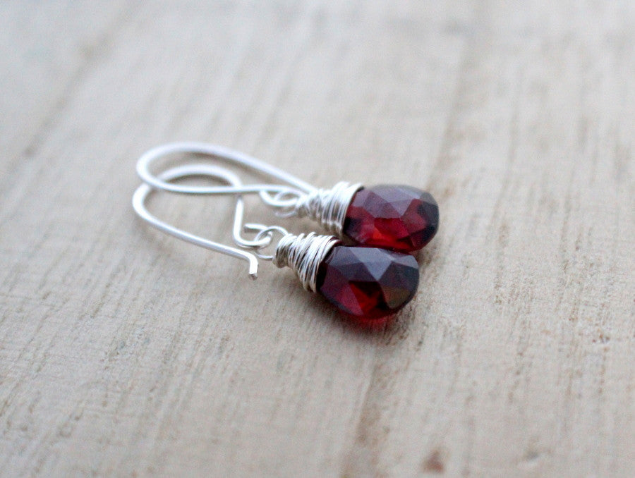 Garnet Silver Drops