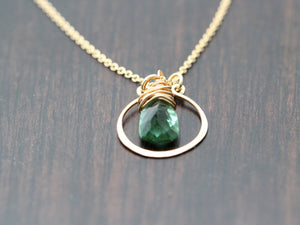 Green Quartz Halo Necklace - Lucia