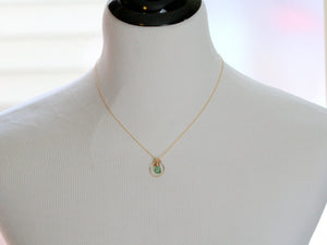 Green Quartz Halo Necklace - Lucia