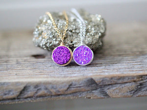 Druzy Bezel Pendant Necklaces ( NEW COLORS )