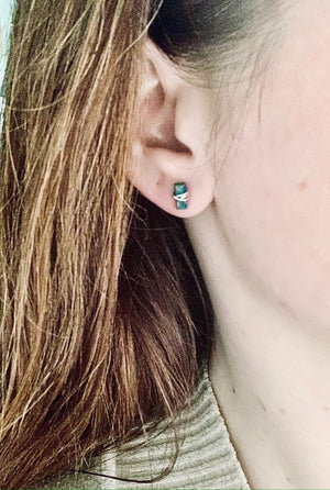 Baguette Studs - Green Onyx