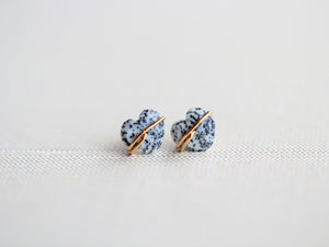 Heart Studs - Dendritic Opal