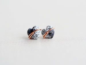 Heart Studs - Dendritic Opal