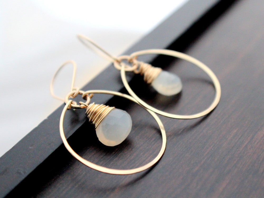 Moonstone Hoop Earrings