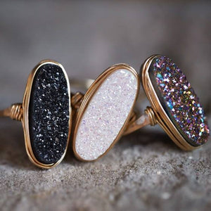 Long Oval Druzy Ring - Unicorn