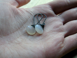Moonstone Earrings in Oxidized Sterling